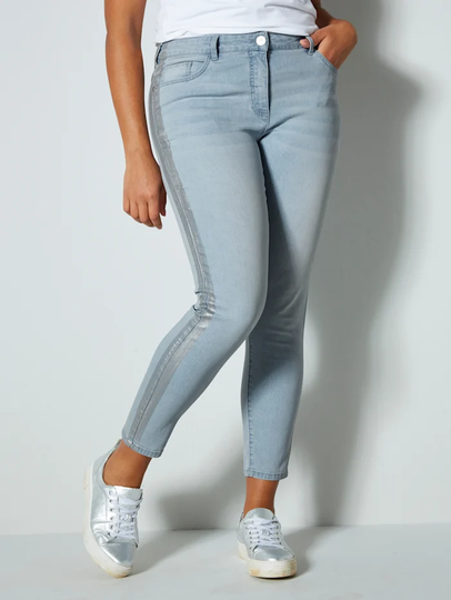 Jeans med glansiga revärer Angel of Style Blå/Silvergrå