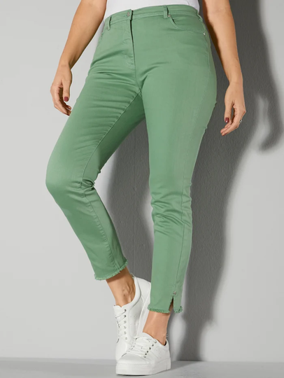Jeans med fransig nederkant MIAMODA Lindblomsgrön
