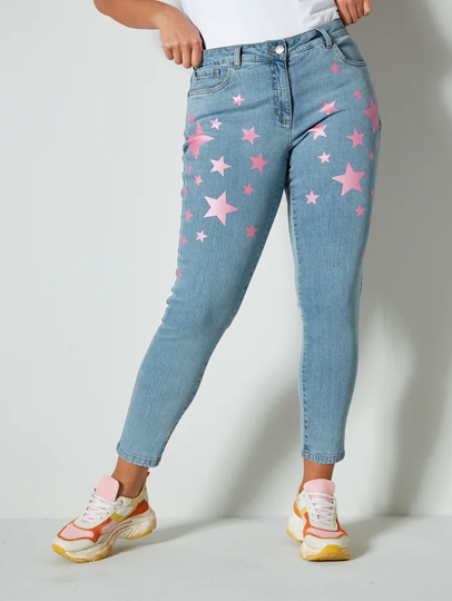 Jeans med glittrande stjärnor Angel of Style Blå/Cerise