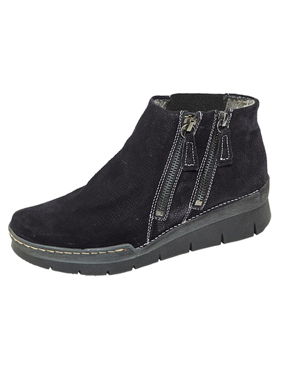 Bekväma kängor i präglad mocka Relaxshoe Marinblå