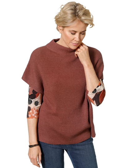 Poncho i ribbstickat Barbara Lebek Terrakotta