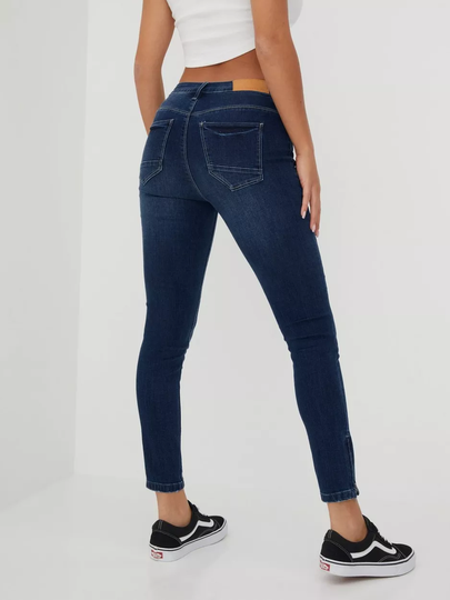 Noisy May - Skinny jeans - Dark Blue Denim - Nmkimmy Nw Ank Zip Jeans JT060DB No - Jeans