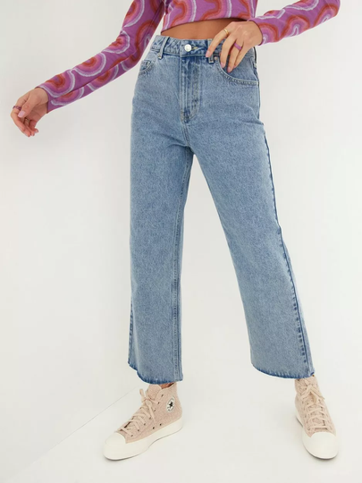 Vero Moda - Boyfriend jeans - Light Blue Denim Cut Off Hem - Vmkithy Hr Loose Str 7/8 Jeans VI31 - Jeans