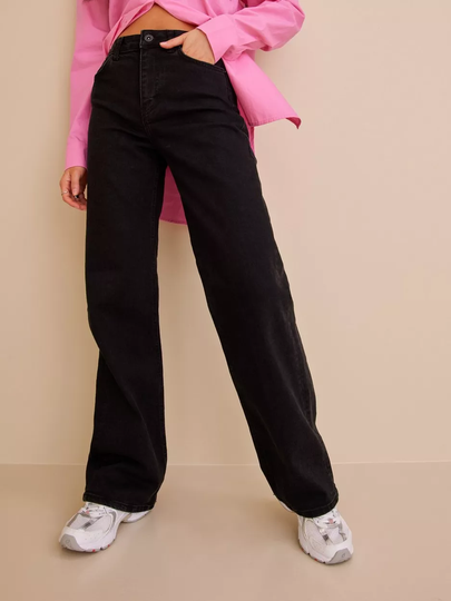 Pieces - High waisted jeans - Black Denim - Pcholly Hw Wide Jeans Blc Noos Bc - Jeans