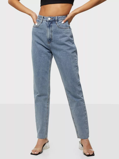 Missguided - Blue - Stonewash Raw Hem Jeans