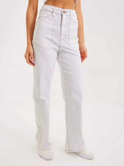 Pieces - High waisted jeans - Antique White Beige Treads - Pcnoah Ultra Hw Wide Jeans Bc - Jeans
