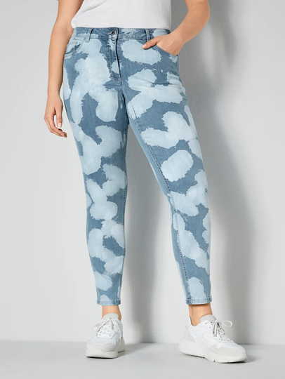Jeans med batikinspirerat mönster Angel of Style Blue stone