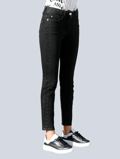 Jeans med stendekoration i sidan Alba Moda Svart