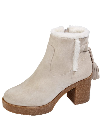 Stövletter med fuskpälsdetaljer Beige