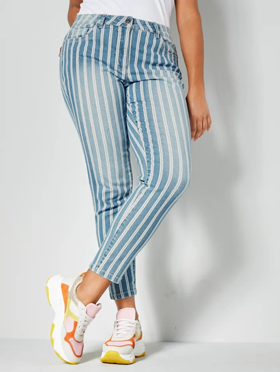 Jeans med smickrande ränder Angel of Style Blue bleached