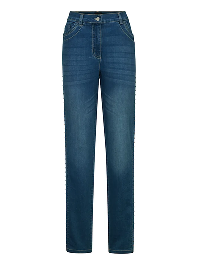 Jeans med moderiktiga nitar i sidan MIAMODA Medium blue