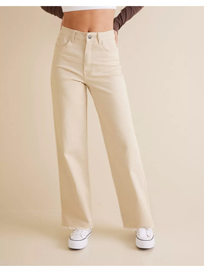 Object Collectors Item Objsavannah Twill Hw Wide Leg. Jean High waisted jeans Sandshell