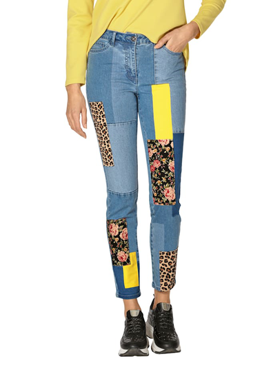 Jeans i 5-ficksmodell AMY VERMONT Jeansblå/Flerfärgad