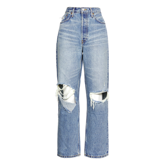 Re/Done - Boyfriend Jeans - Blå - Dam - Storlek: W24
