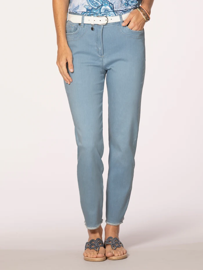 Jeans med trendiga fransar MONA Ljusblå