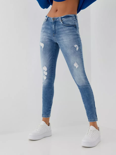 Noisy May - Slim fit jeans - Ljus Blå - Nmkimmy Nw Ank Zip Jeans AZ093LB Bg - Jeans