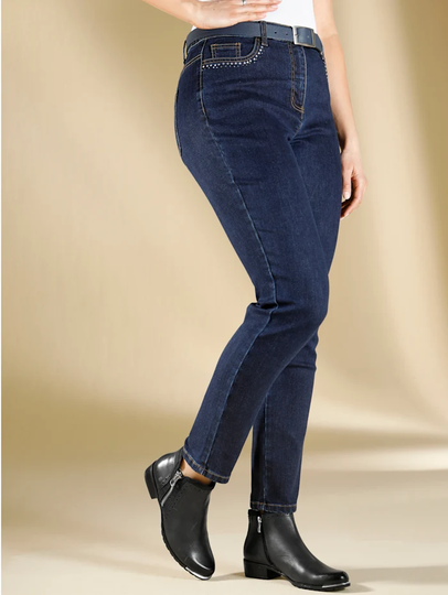 Jeans med ruggad insida m. collection Blue stone