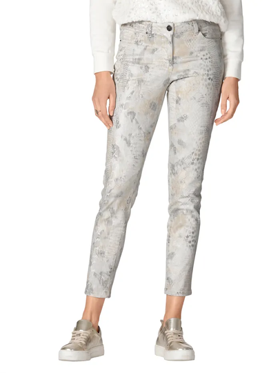 Jeans med vilddjursmönster AMY VERMONT Benvit/Silverfärgad/Guldfärgad
