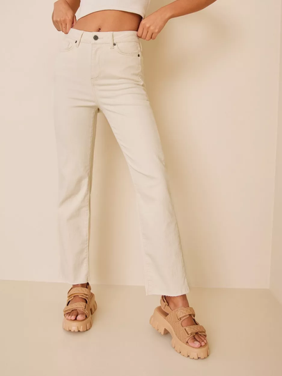 Y.A.S - High waisted jeans - Ecru - Yasawa Hw Cropped Jeans S. Noos - Jeans