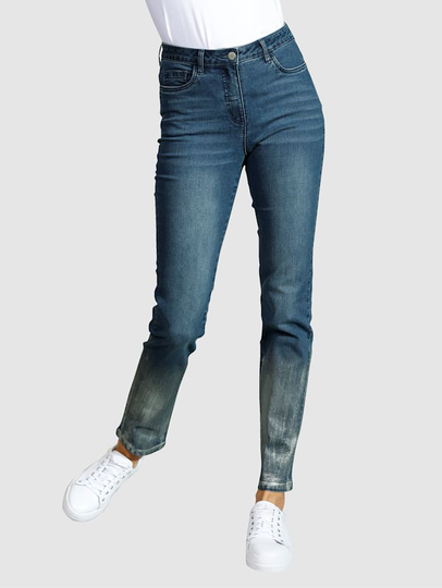 Jeans med glansigt tryck nedtill Paola Blue bleached
