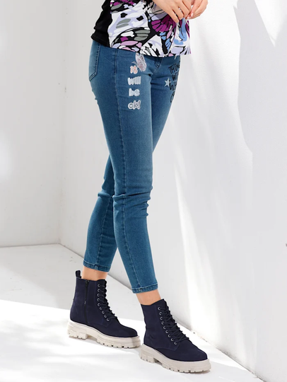 Jeans med fjärilsapplikation AMY VERMONT Jeansblå
