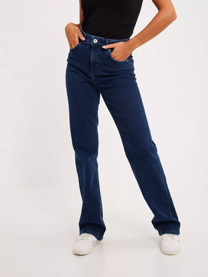 Pieces - Wide leg jeans - Dark Blue Denim - Pcholly Hw Wide Jeans Db Noos Bc - Jeans
