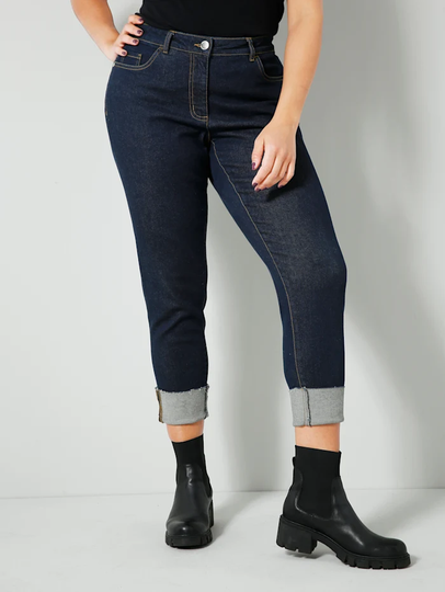 Jeans med uppvik i bensluten Angel of Style Dark blue