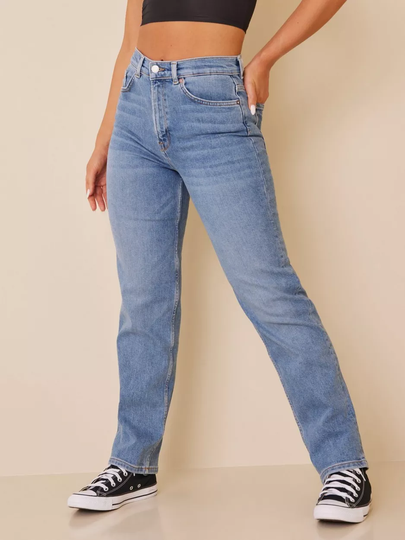 Selected Femme - High waisted jeans - Medium Blue Denim - Slfmarie Hw Straight Mid Blu Jean U - Jeans