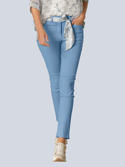 Jeans med mönstrat knytband Alba Moda Rökblå