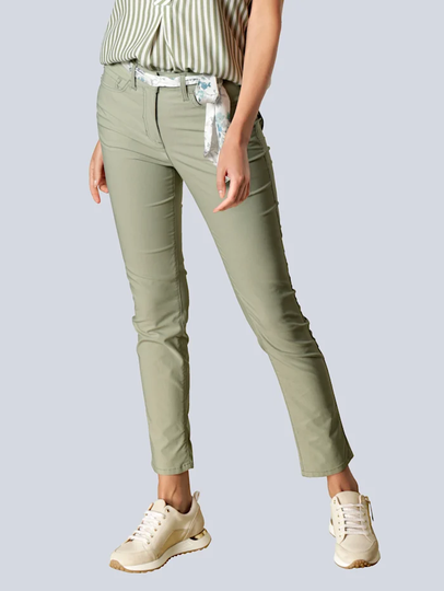 Jeans med mönstrat knytband Alba Moda Khaki