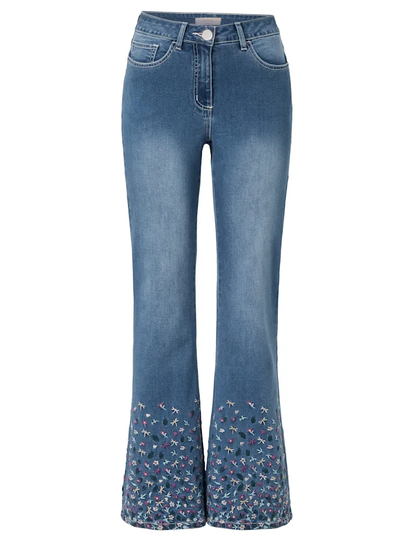 Jeans med blombroderi SIENNA Blå