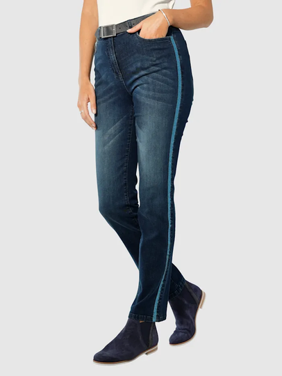 Jeans med paljettband i sidorna Paola Blue stone