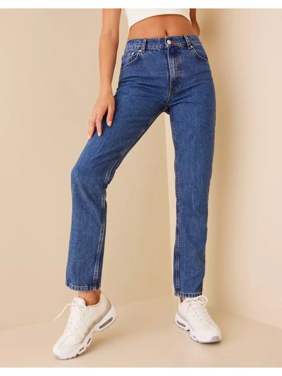 NLY Trend Mid Waist Tapered Leg Jeans Straight jeans Blå