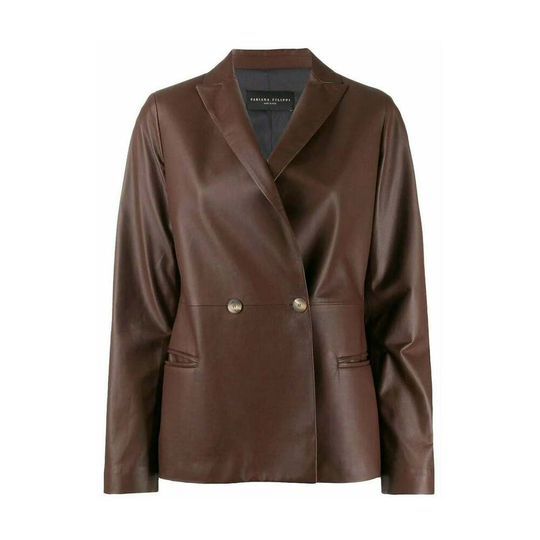 Fabiana Filippi - Läderjackor - Brun - Dam - Storlek: 2XL