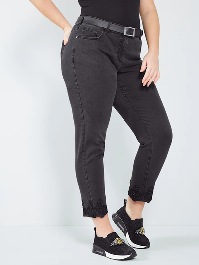 Jeans med pärlor Sara Lindholm Black stone