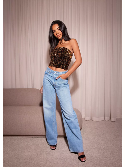 NLY Trend High Waist Wide Leg Jeans Wide leg jeans Denim Blå
