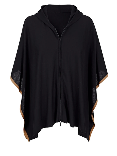 Poncho med kontrasterande avslut TruYou Svart/Konjak