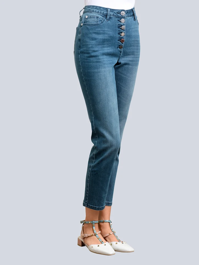Jeans med vackra knappar Alba Moda Jeansblå