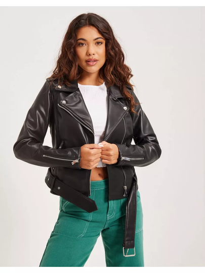 Glamorous PU Leather Biker Jacket Skinnjackor Black