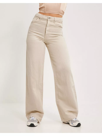 Gina Tricot Linen wide jeans Straight jeans Beige