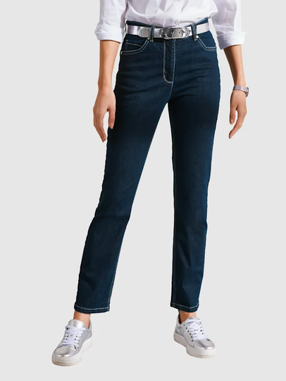 Jeans med broderad logotyp MONA Mörkblå