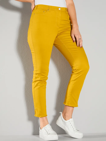 Jeans med fransig nederkant MIAMODA Curry