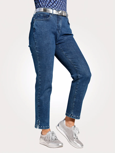 Jeans med nitdekoration i benslutet MONA Mörkblå