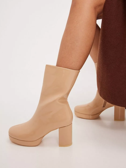 NLY Shoes - Stövletter - Cream - Perfect Platform Boot - Boots & Kängor
