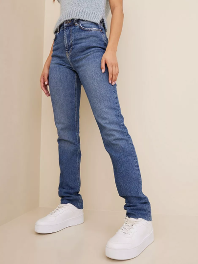 Pieces - High waisted jeans - Medium Blue Denim - Pceda Hw Straight Jeans Mb Bc - Jeans