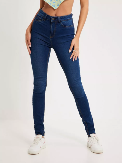 Noisy May - Skinny jeans - Dark Blue Denim Vi273db - Nmcallie Hw Skinny Blue Jeans Noos - Jeans