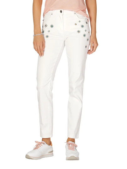 Jeans med blombroderier AMY VERMONT Vit