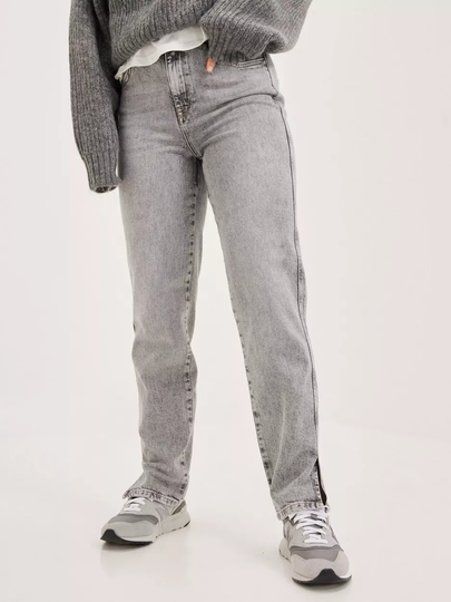 Selected Femme - Low waist jeans - Grey Denim - Slfbea Mw Light Grey Tapered Jeans - Jeans