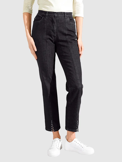 Jeans i ankellång modell m. collection Black stone