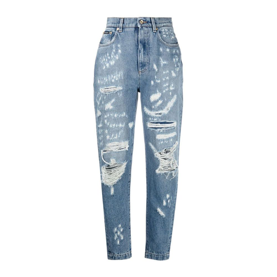 Dolce & Gabbana - Boyfriend Jeans - Blå - Dam - Storlek: 2XS